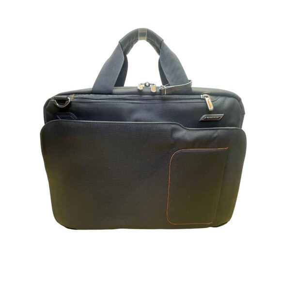 Briggs & Riley Mens Black Nylon Adjustable Strap Spacious Laptop Briefcase Sz L - Picture 1 of 16